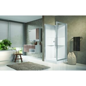 Cabine de douche - Média 2.0 - NOVELLINI - Carrée accès de face - Porte pivotante - Novellini