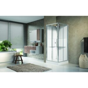 Cabine de douche - Média 2.0 - NOVELLINI - Carrée accès d'angle - Portes coulissantes - Novellini