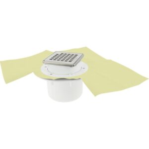 Siphon pour sol carrelé - NICOLL - Docia - Grille carrée - Sortie verticale Ø50 M / Ø63 F - 1,1 L/s - Nicoll