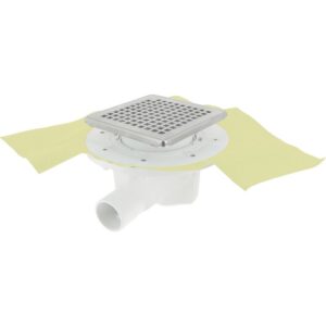 Siphon pour sol carrelé - NICOLL - Docia - Grille carrée - Sortie horizontale Ø50 M / Ø40 F - 0,8 L/s - Nicoll