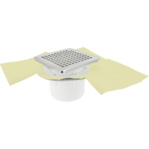 Siphon pour sol carrelé - NICOLL - Docia - Grille carrée - Sortie verticale Ø50 M / Ø63 F - 1,1 L/s - Nicoll