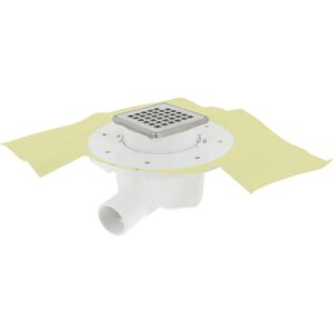 Siphon pour sol carrelé - NICOLL - Docia - Grille carrée - Sortie horizontale Ø50 M / Ø40 F - 0,8 L/s - Nicoll