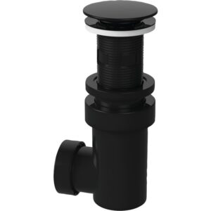 Ensemble bonde + siphon – VALENTIN – Bonde Ø65 – ABS noir – Hauteur réglable 110-154 mm – Sortie Ø32/40 - Valentin