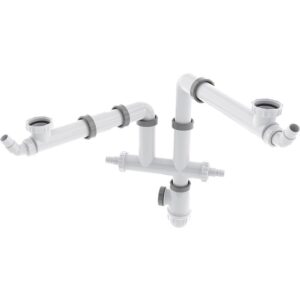 Kit vidage évier 2 cuves – VALENTIN – Tubulure gain d’espace – Sortie Ø40 mm - Valentin