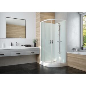 Cabine de douche - LEDA - Iziglass 2 - 1/4 de rond - Porte coulissante - Verre transparent - 90 cm - Leda