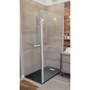 Volet de douche pivotant – ODYSSEA – Transparence-P – Profilé Aluminium Argent Mat – 35 x 200 cm - Odyssea