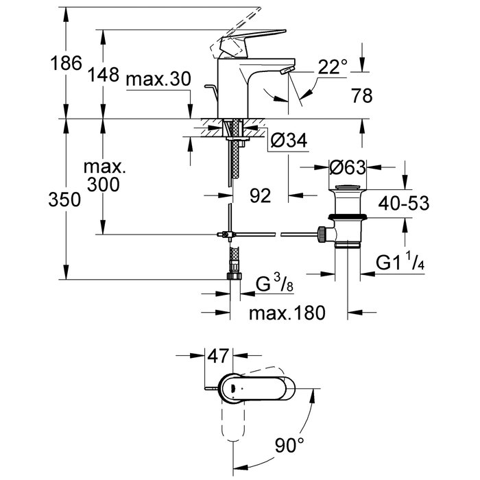 Mitigeur lavabo - Eurosmart Cosmopolitan CH3 - Grohe – Image 2