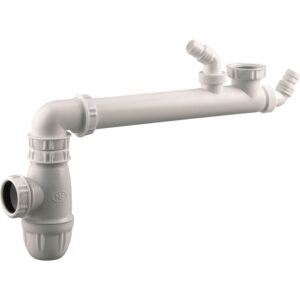 Vidage évier 1 cuve – VALENTIN – Gain d’espace + siphon déporté – Entraxe 130–295 mm – Sortie Ø40 mm – 2 prises ML - Valentin