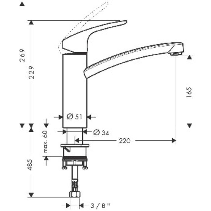 Mitigeur évier - HANSGROHE - Focus M41 - Débit 13,8 l/min - Hansgrohe – Image 4