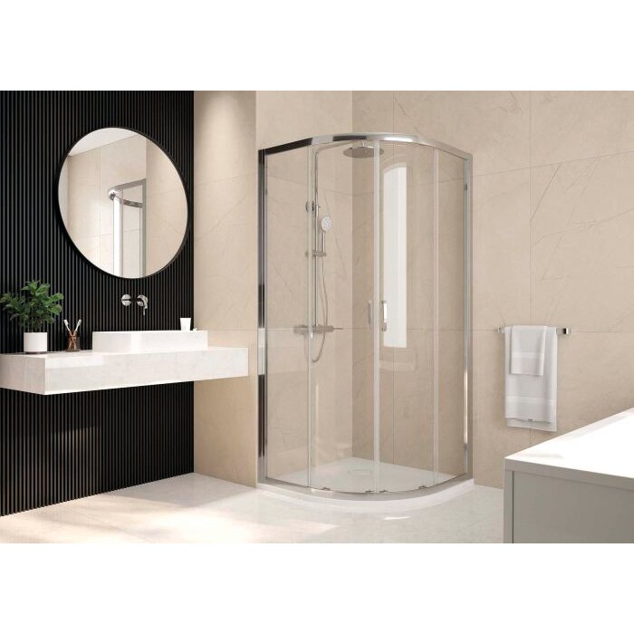 Porte de douche coulissante – Vista – 1/4 de rond - LEDA – H. 190 cm - l. 86,9-88,9 cm - Leda