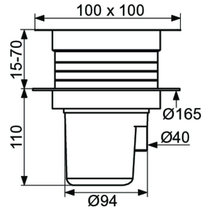 Siphon de sol - DELABIE - 100 x 100 mm - Pour sol dur - Hauteur réglable - Sortie Horizontale/Verticale - Delabie – Image 2