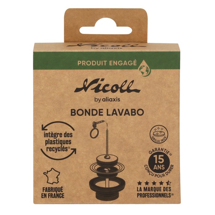 Bonde lavabo - NICOLL - Bouchon-chaînette - Débit 23L/min - Nicoll – Image 3