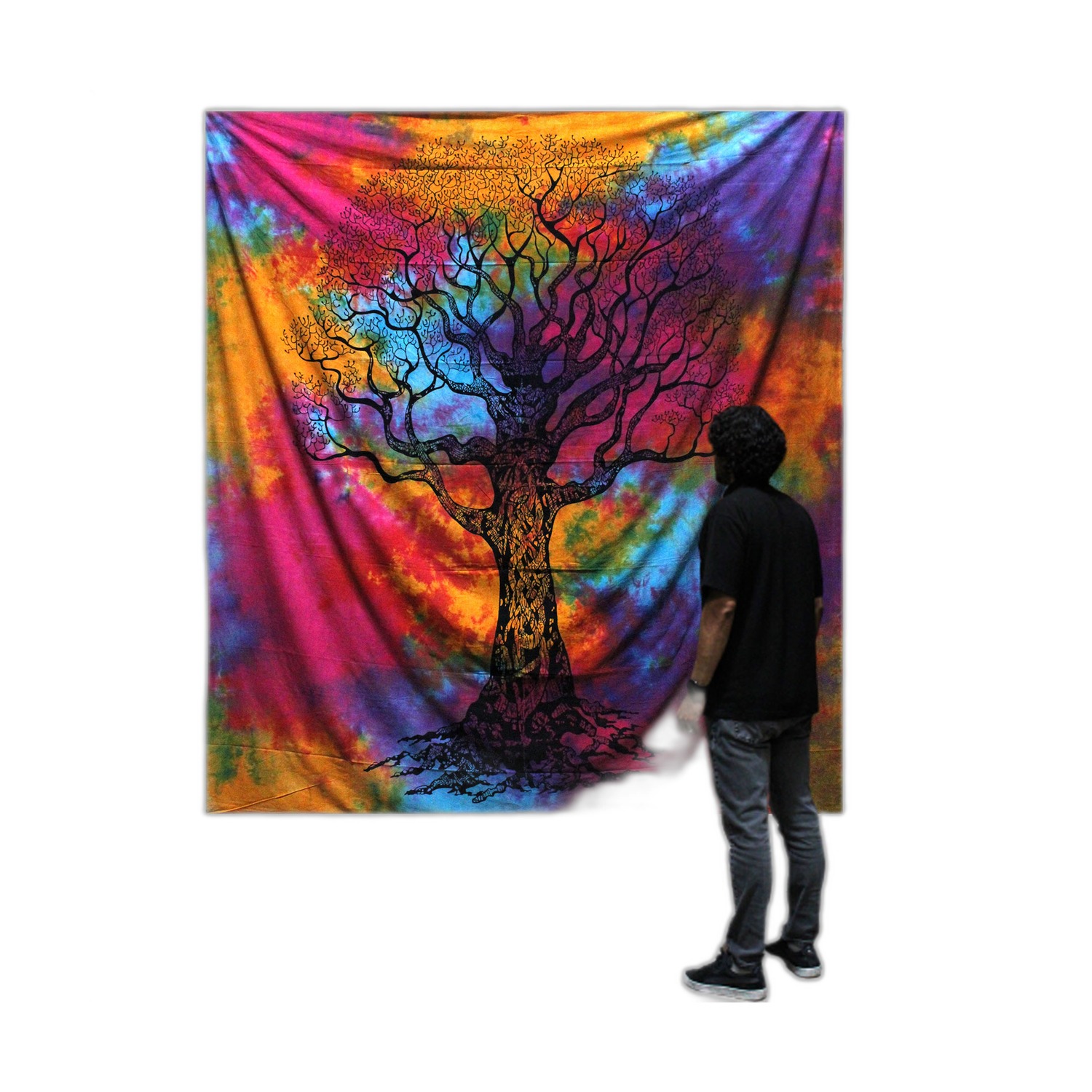 Couvre-lit double en coton + tenture murale - Arbre d'hiver- Vendu par 1 – Image 2