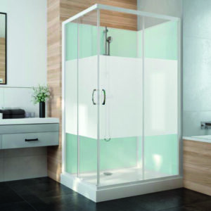 Cabine de douche - LEDA- Iziglass 2 - Rectangle - Portes coulissantes - Verre sérigraphié - 100 x 80 cm - Leda