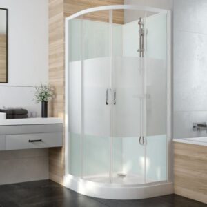 Cabine de douche - LEDA - Iziglass 2 - 1/4 de rond - Portes coulissantes - Verre Sérigraphié - 90 cm - Leda