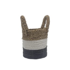 Ensemble de paniers en jonc de mer - Gris foncé / Blanc / Naturel- Vendu par 1
