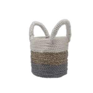 Ensemble de paniers en jonc de mer - Gris / Naturel / Blanc- Vendu par 1