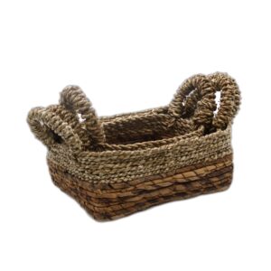 Panier carré en feuilles de bananier et jonc de mer - Ensemble de 3- Vendu par 1