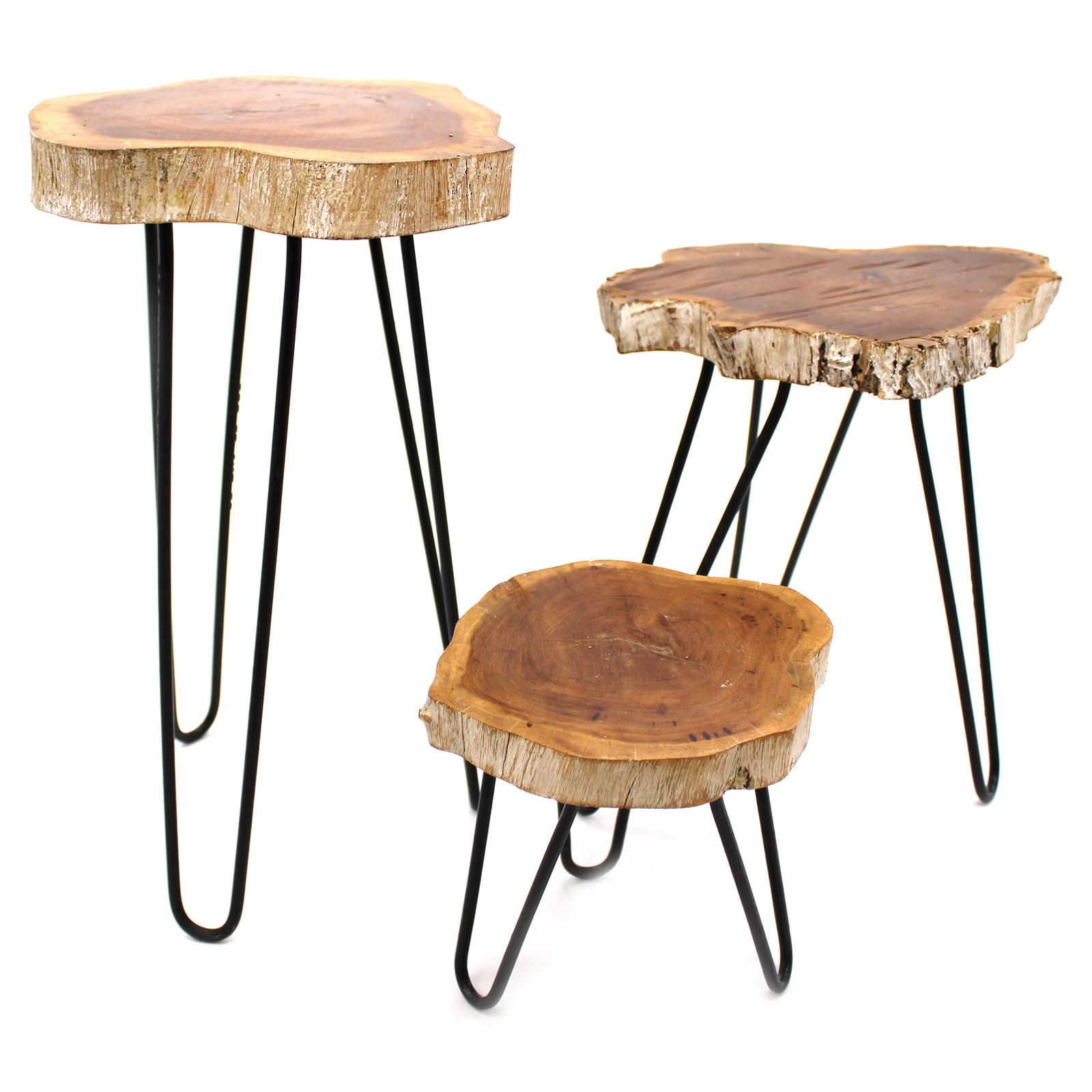 Ensemble de 3 supports pour plantes en bois Gamell - Blanchiment de chaux- Vendu par 1 – Image 2