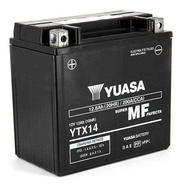 Batterie YUASA YTX14 SLA AGM - Sans Entretien - Prête à l'emploi.