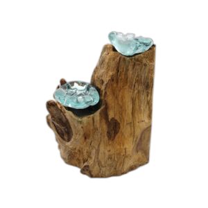 Porte-bougie double en verre Molton sur bois- Vendu par 1