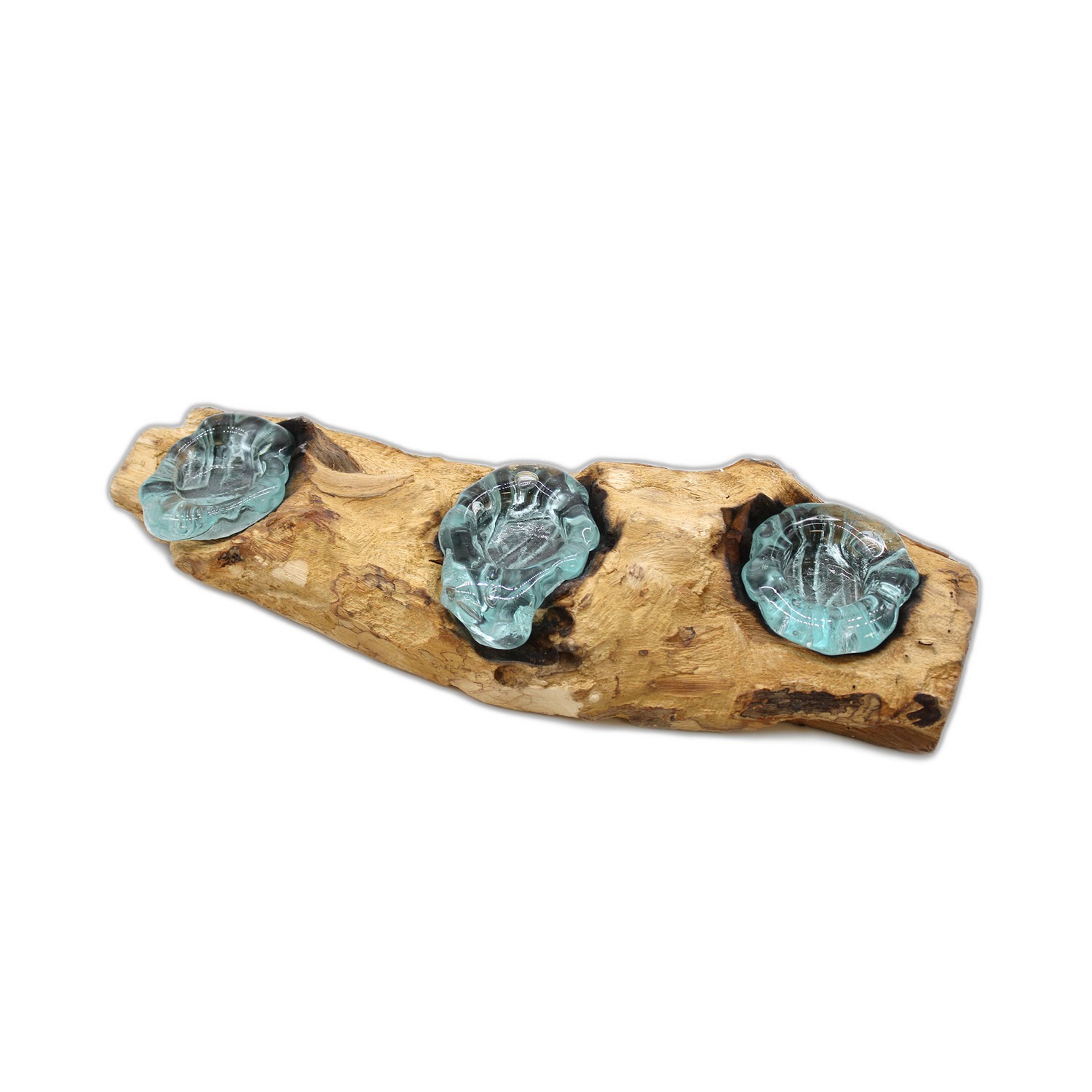 Bougeoir triple plat en verre Molton sur bois- Vendu par 1