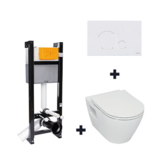 Pack WC Bâti-support SIDER - Cuvette suspendue - Sans bride - Plaque de commande double touche - SIDER