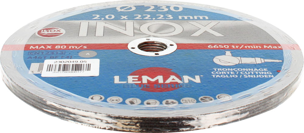 DISQUE TRONCONNAGE INOX 230X2.0X22.23 LOT DE 5 F41 - 2302049.05 - LEMAN – Image 2