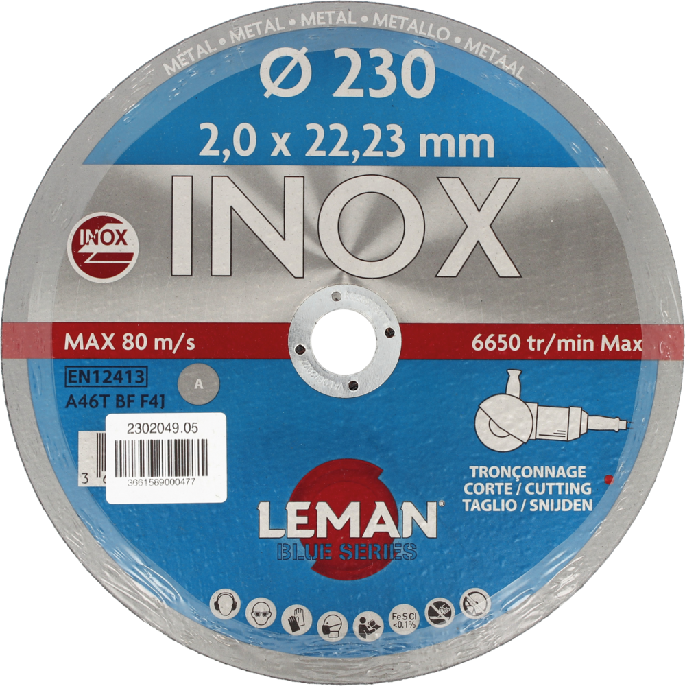 DISQUE TRONCONNAGE INOX 230X2.0X22.23 LOT DE 5 F41 - 2302049.05 - LEMAN – Image 3