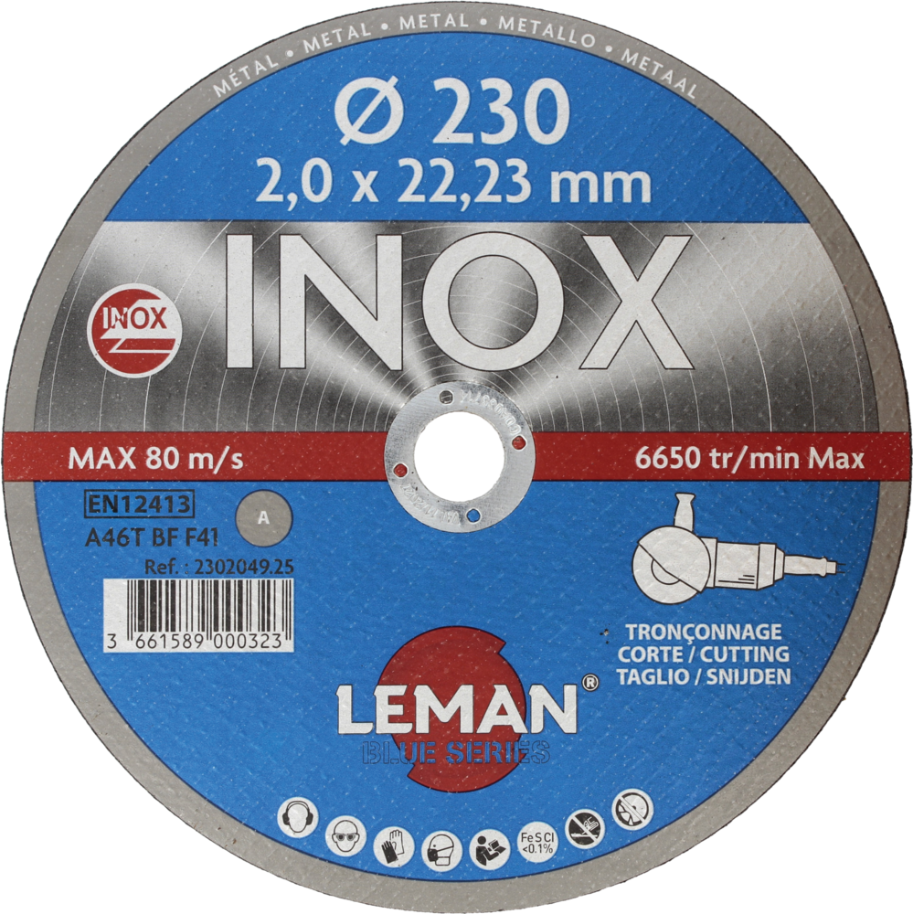 DISQUE TRONCONNAGE INOX 230X2.0X22.23 LOT DE 5 F41 - 2302049.05 - LEMAN – Image 4