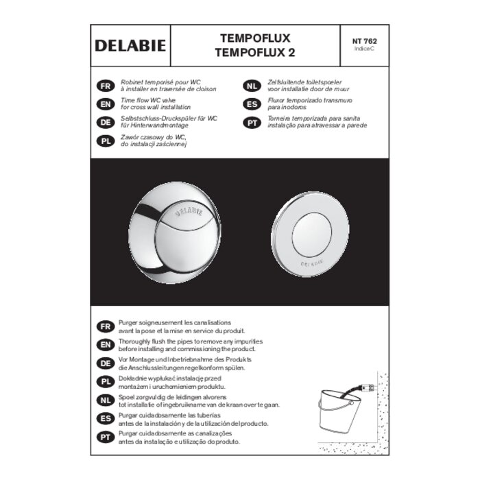 Robinet de chasse WC - Tempoflux 2 - DELABIE - Temporisée - 3/4" - Delabie – Image 2
