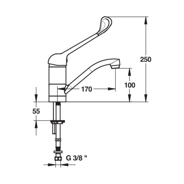 Mitigeur de lavabo hospitalier - SANIFIRST - Modul'Mix - Sans vidage - Débit 4l/min - Sanifirst – Image 2