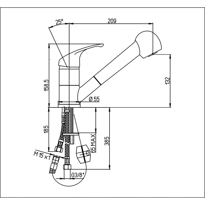 Mitigeur d'évier hospitalier - SANIFIRST - Bec orientable - Douchette extractible - Sanifirst – Image 2