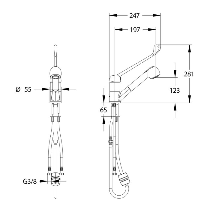 Mitigeur d'évier hospitalier - SANIFIRST - Bec orientable - Douchette extractible - Sanifirst – Image 2