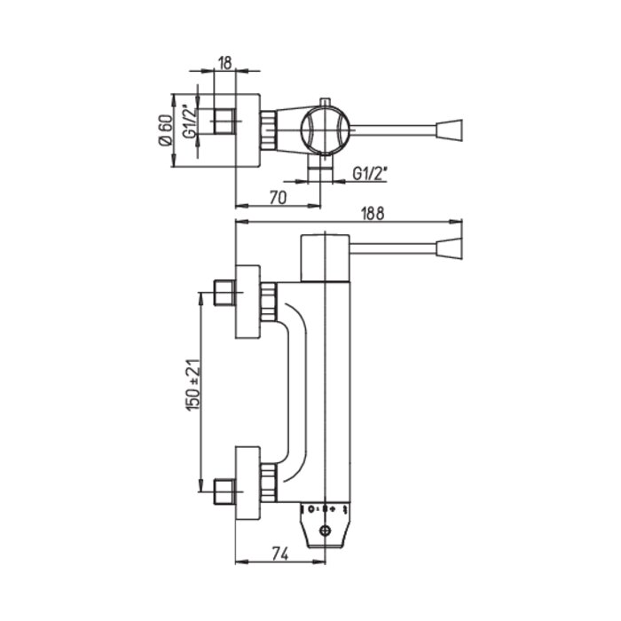 Mitigeur de douche hospitalier - SANIFIRST - Thermostatique - Sanifirst – Image 2