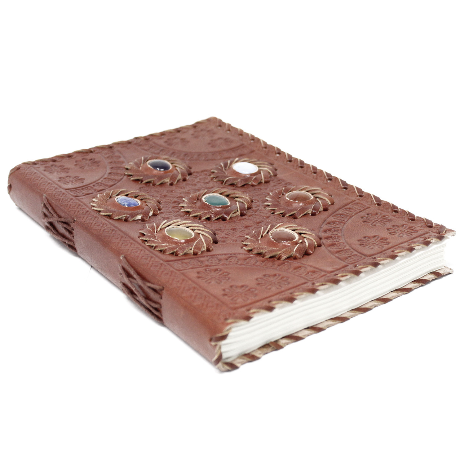 Carnet de pierres chakra en cuir (22.5x15cm)- Vendu par 1 – Image 2