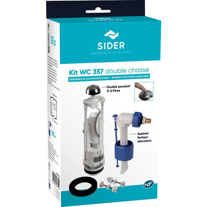 Ensemble mécanisme de chasse - SIDER - Robinet WC 357 - Double débit - SIDER – Image 4