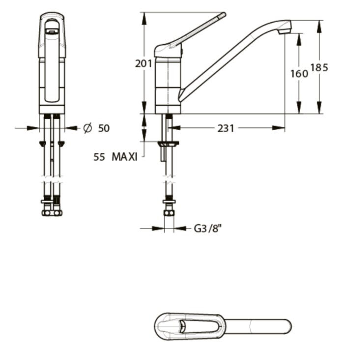 Mitigeur d'évier hospitalier à bec fixe ou orientable - Sanifirst – Image 2