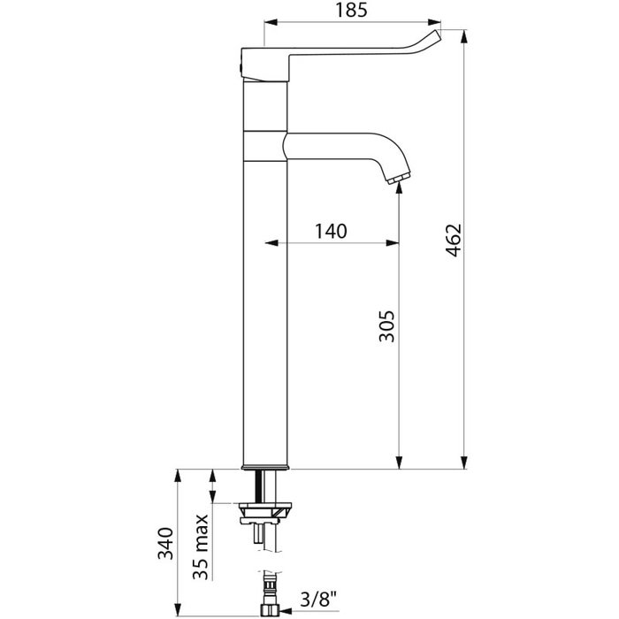 Mitigeur à commande au poignet - 300 x 160 mm - Bec orientable - Delabie – Image 2