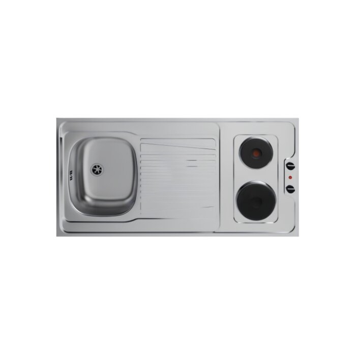 Evier de cuisinette - NORD INOX - 1200x600 mm - 1 cuve - Avec plaque de cuisson - NORD INOX