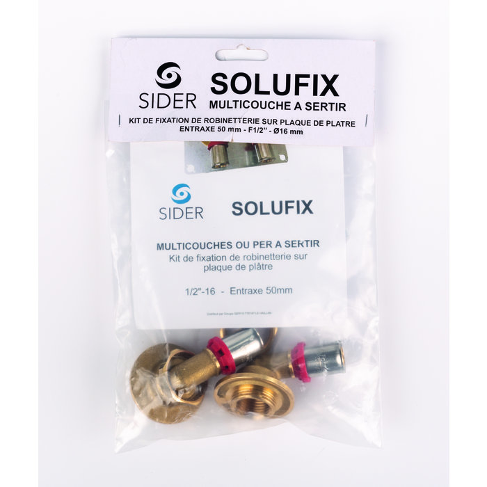 Sortie de cloison double à sertir - SIDER - Solufix - Entraxe 50 mm - Multicouche Ø 16 mm - F 1/2" - SIDER – Image 4