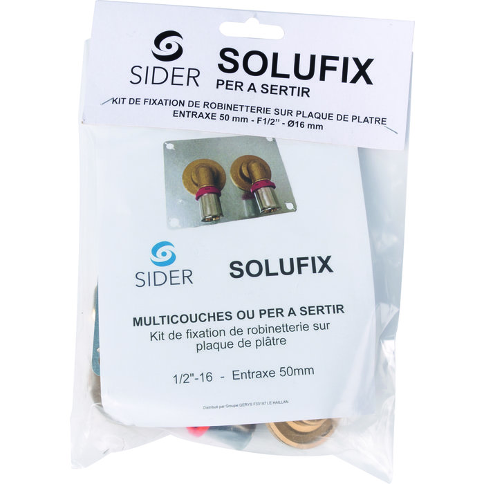Sortie de cloison double à sertir Solufix - Sider - Entraxe 50 mm - PER Ø 16 mm - F 1/2" - SIDER – Image 4