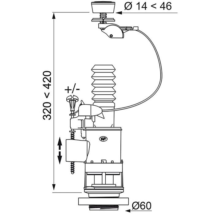 Mécanisme double chasse - MW2 - WIRQUIN - A câble - 3/6 L - Wirquin – Image 2