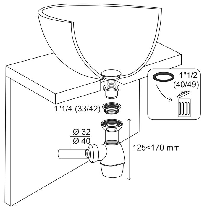 Siphon universel - WIRQUIN - Sortie Ø 32-40 mm à emboîter - Wirquin – Image 3