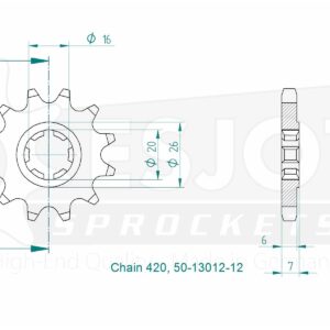 Pignon TT Suzuki - 420 - 12 Dents - Similaire JTF413