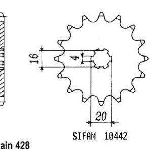 Pignon TT Kawasaki - 428 - 14 Dents - Similaire JTF418