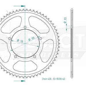 Couronne Acier Sachs - 428 - 62 Dents - Similaire JTR5213 - Made in Germany
