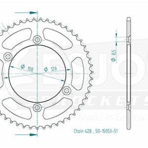 Couronne Acier TT Suzuki - 428 - 51 Dents - Similaire JTR797 - Made in Germany