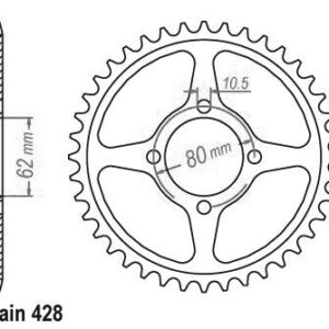 Couronne Acier TT Yamaha - 428 - 54 Dents - Similaire JTR1843 - Made in Germany