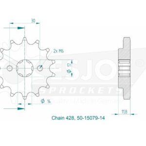 Esjot - Pignon - 428 - 14 dents - Made in Germany - Equivalent JTF783